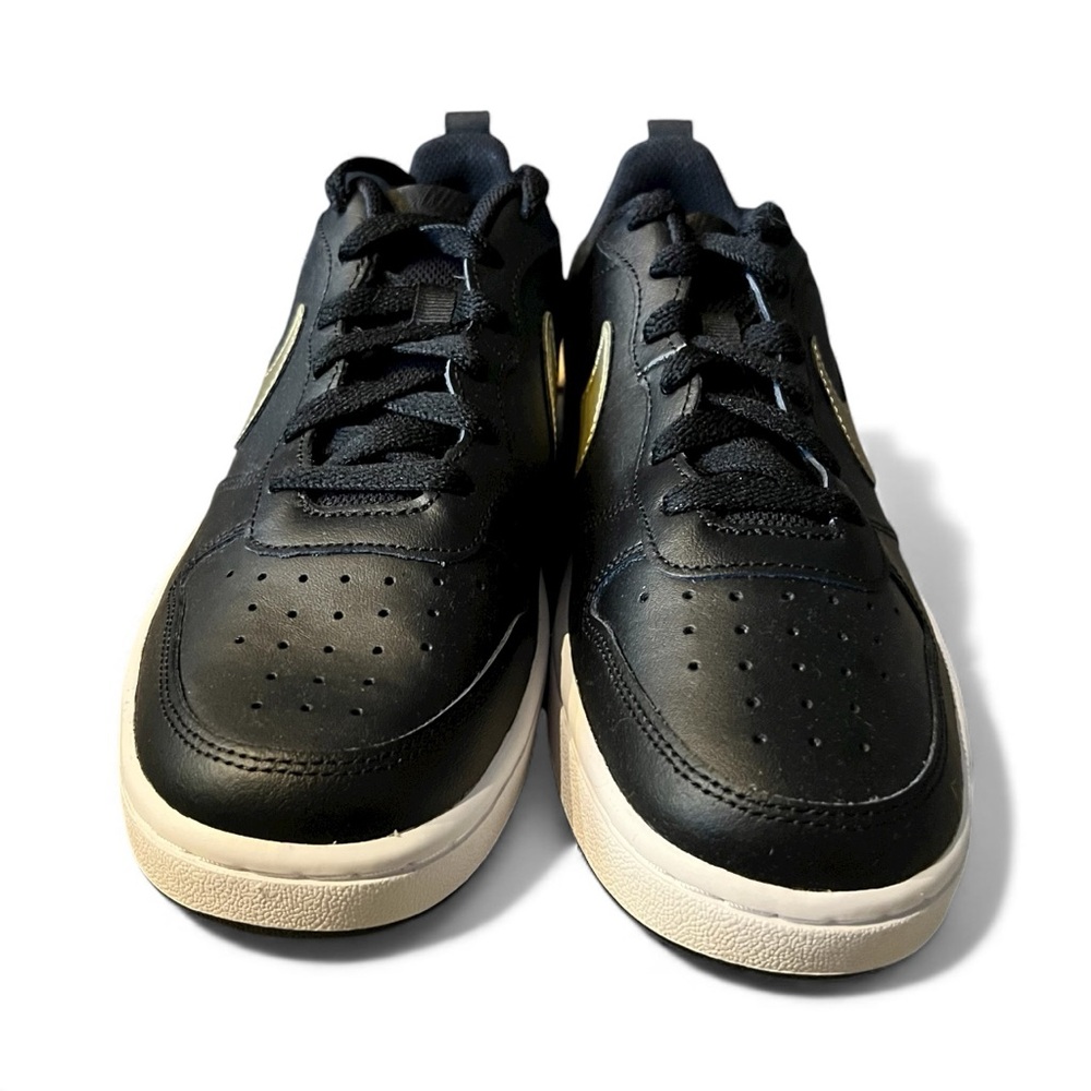 Nike Court Borough Low 2 (GS) Black and Gold Accent Sneakers - Picture 4 of 11